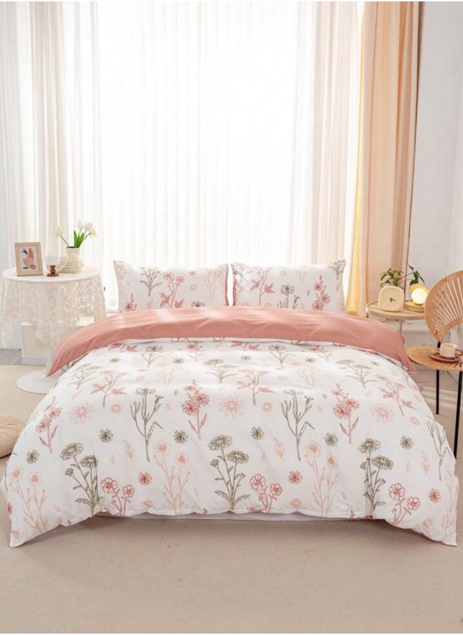 LUNA Home - King size 6-piece peach bedding set featuring a botanical floral design duvet cover. - Image 1