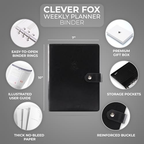 Clever Fox Weekly Planner Binder – Goal Setting Planner for Time Management & Weekly Tasks – Work & Life Organizer with To Do List & Habit Tracker – Undated, 7″ x 9″ Hardcover (Black) - Image 2