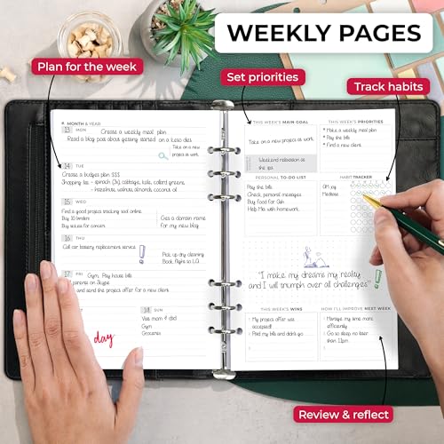 Clever Fox Weekly Planner Binder – Goal Setting Planner for Time Management & Weekly Tasks – Work & Life Organizer with To Do List & Habit Tracker – Undated, 7″ x 9″ Hardcover (Black) - Image 3