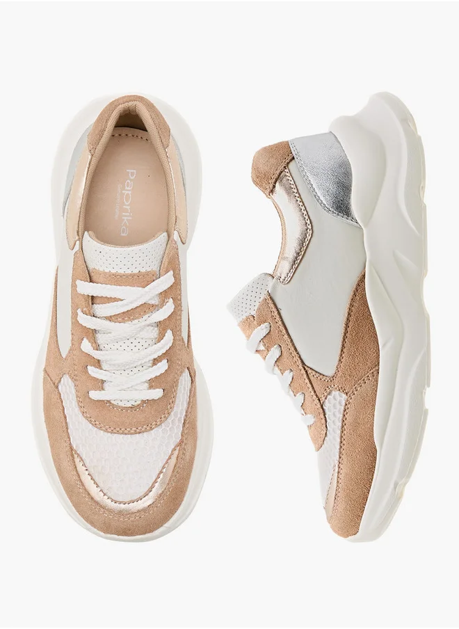 بابريكا Colourblock Sneakers with Lace-Up Closure
