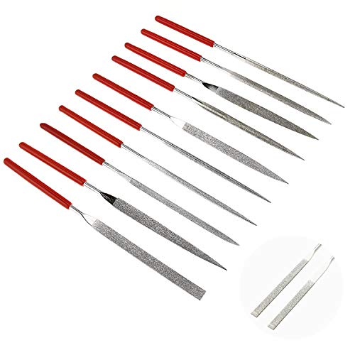 KALIM 10pc Mini Diamond Needle File Set - 6 Inch Total Length, 150 Grit Diamond File (Usable Length: 2-3/4 Inch) - Image 1