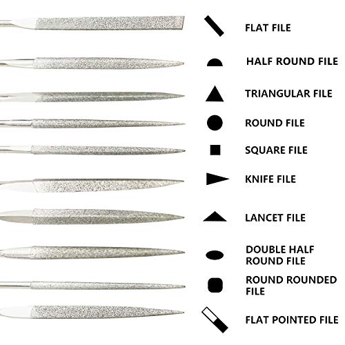 KALIM 10pc Mini Diamond Needle File Set - 6 Inch Total Length, 150 Grit Diamond File (Usable Length: 2-3/4 Inch) - Image 4