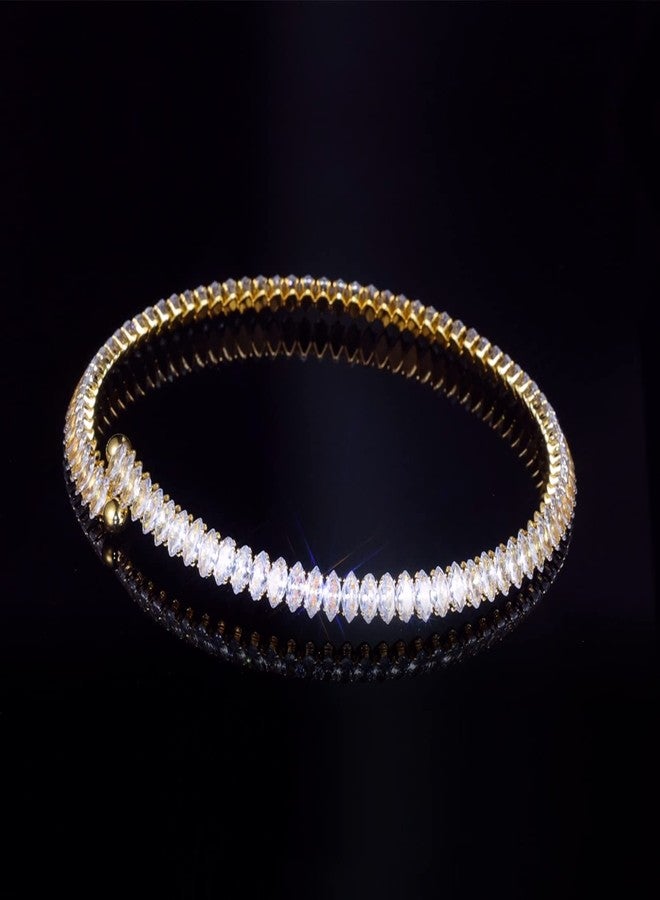 ايه إي لايف قلادات تشوكر من الزركونيا المكعبة المطلية بالذهب الأصفر من AiliFe للنساء والرجال، قلادة تنس مرصعة بأحجار الراين اللامعة وسلسلة ألماس مزيفة لحفلات الزفاف ووصيفات العروس (قلادة تشوكر من الزركونيا المكعبة على شكل لوز). - Image 3