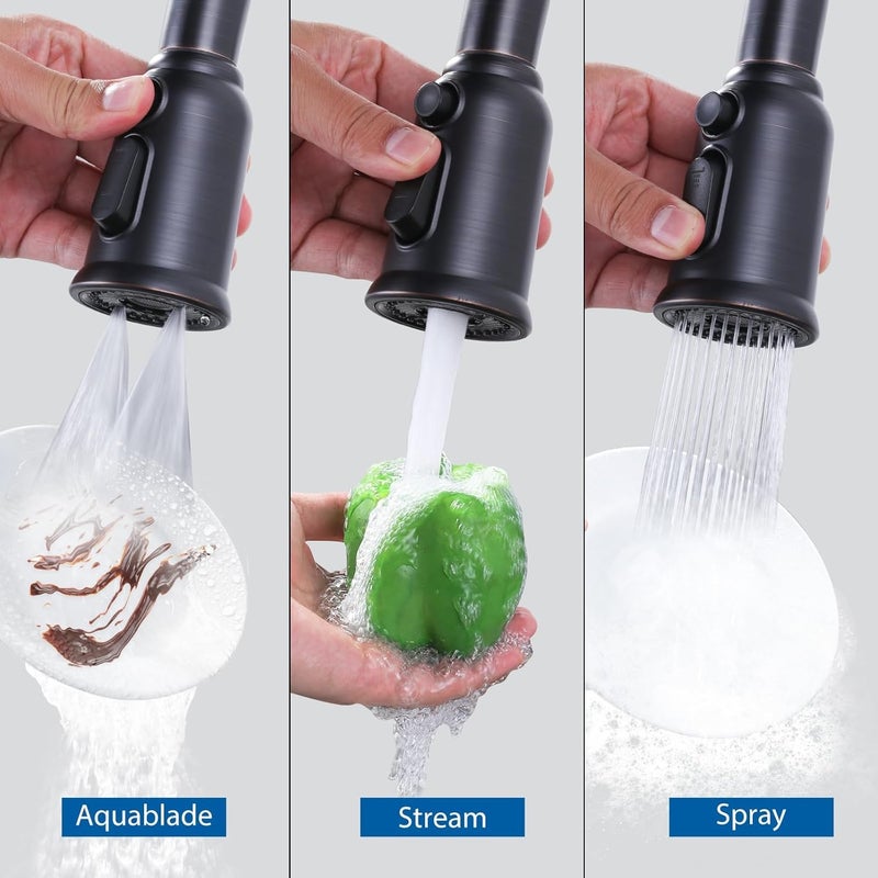 ALEASHA Pull Down Faucet Head Replacement,3-Function Kitchen Faucet Spray Head with 9 Adapters,Kitchen Faucet Head Sink Spray Nozzle Compatible with American Standard,Oil Rubbed Bronze - Image 3