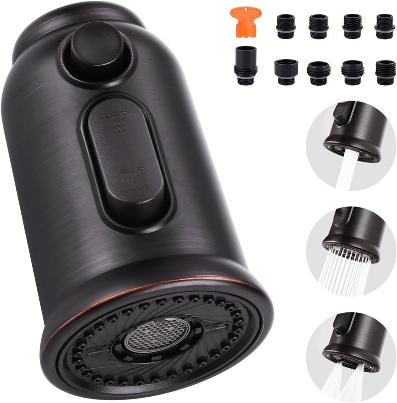 ALEASHA Pull Down Faucet Head Replacement,3-Function Kitchen Faucet Spray Head with 9 Adapters,Kitchen Faucet Head Sink Spray Nozzle Compatible with American Standard,Oil Rubbed Bronze - Image 1