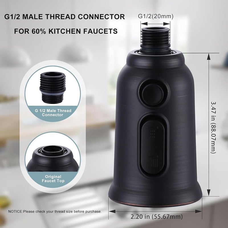 ALEASHA Pull Down Faucet Head Replacement,3-Function Kitchen Faucet Spray Head with 9 Adapters,Kitchen Faucet Head Sink Spray Nozzle Compatible with American Standard,Oil Rubbed Bronze - Image 5