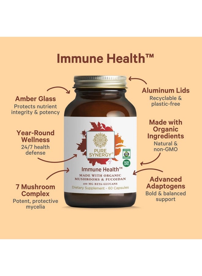 PURE SYNERGY Immune Health | Immune Support Mushroom Supplement | Astragalus and Beta-Glucan Extracts with Organic Functional Mushroom Extracts | for Year-Round Support (60 Capsules) - Image 3