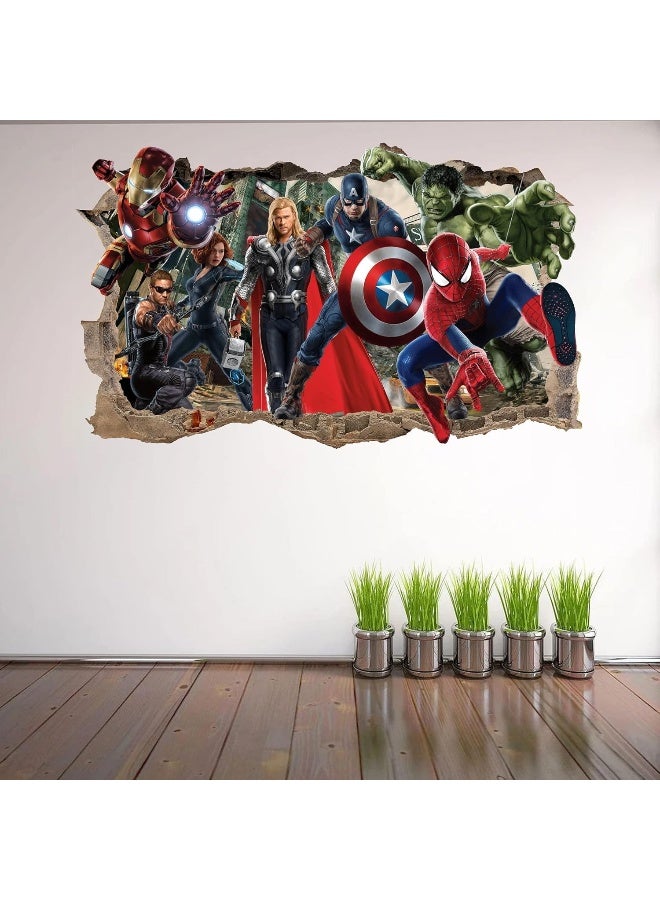 Wthh Superhero Wall Decal for Boys Room Decor | Removable Vinyl Stickers | Peel and Stick Wallpaper for Kids Bedroom, Bathroom, and Playroom | Fun and Colorful Wall Art - 36" x 23"（Large） - Image 4