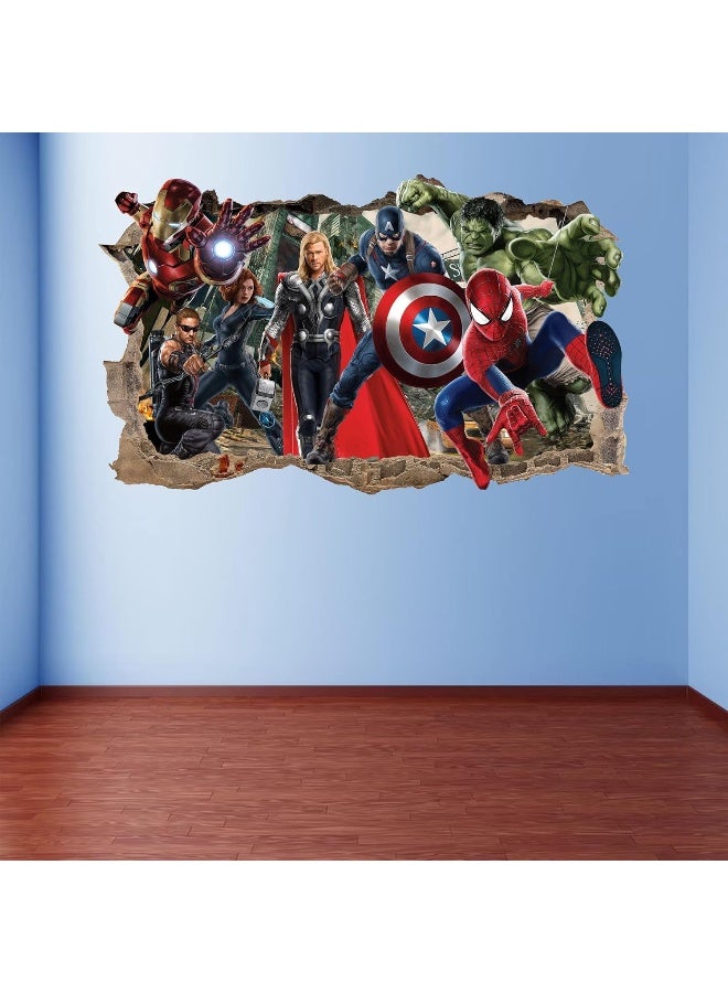 Wthh Superhero Wall Decal for Boys Room Decor | Removable Vinyl Stickers | Peel and Stick Wallpaper for Kids Bedroom, Bathroom, and Playroom | Fun and Colorful Wall Art - 36" x 23"（Large） - Image 3