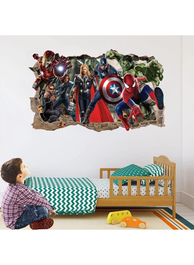 Wthh Superhero Wall Decal for Boys Room Decor | Removable Vinyl Stickers | Peel and Stick Wallpaper for Kids Bedroom, Bathroom, and Playroom | Fun and Colorful Wall Art - 36" x 23"（Large） - Image 5