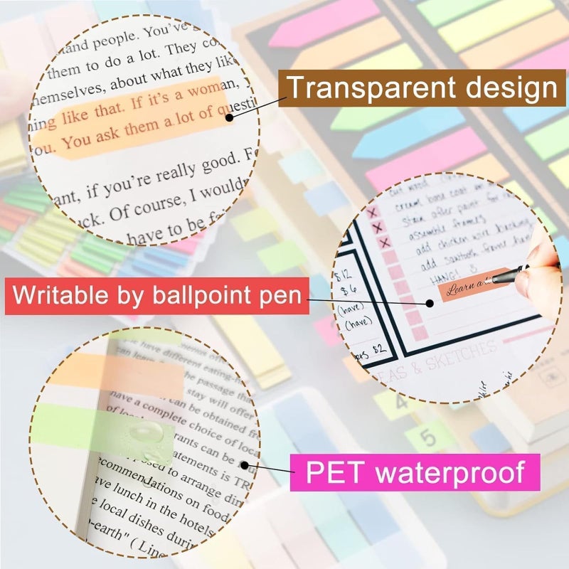 MZOYOURO 840 Pcs Colored Sticky Notes Flags 10 Color Index Tabs, Index Flag Bright Colors Fluorescent Sticky Page Markers Page Makers, Mini File Tabs Flags Colored Writable Arrow Index Tabs for Bookmarks - Image 3