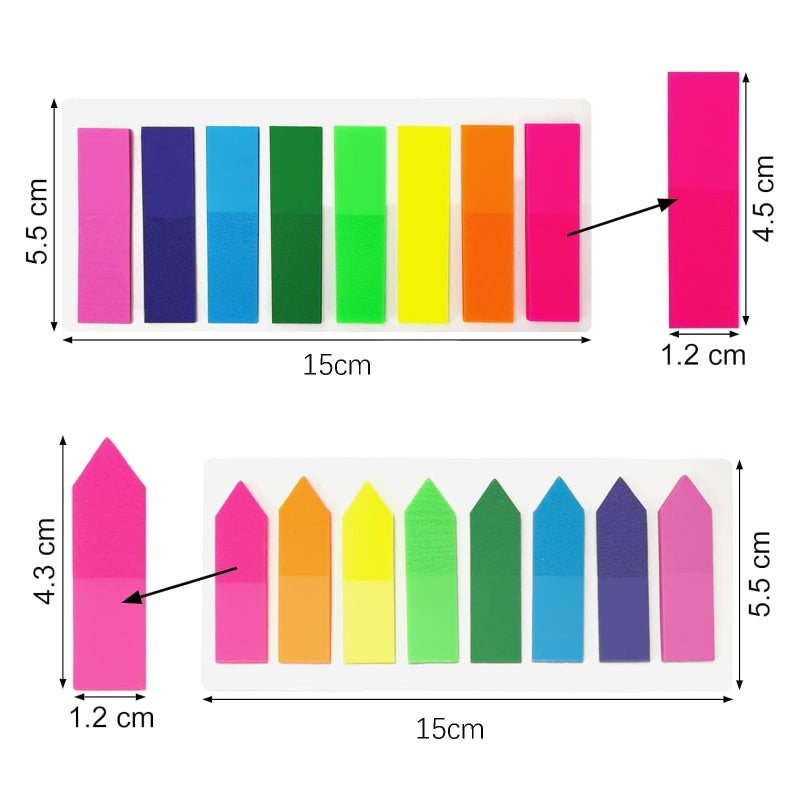 MZOYOURO 840 Pcs Colored Sticky Notes Flags 10 Color Index Tabs, Index Flag Bright Colors Fluorescent Sticky Page Markers Page Makers, Mini File Tabs Flags Colored Writable Arrow Index Tabs for Bookmarks - Image 2