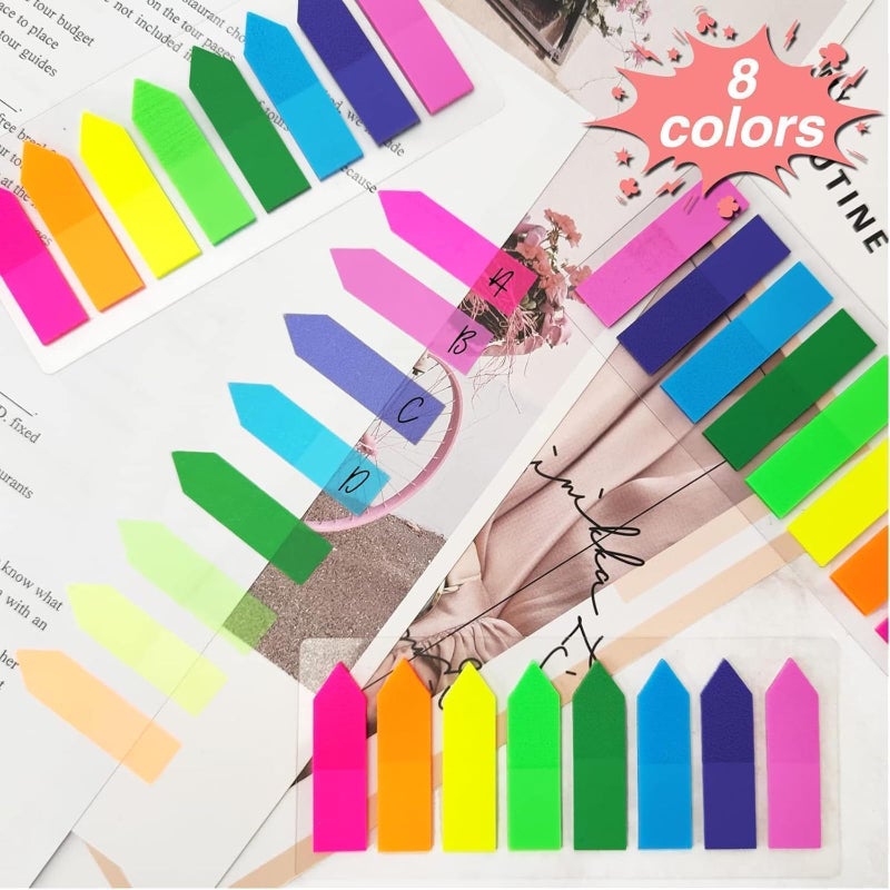 MZOYOURO 840 Pcs Colored Sticky Notes Flags 10 Color Index Tabs, Index Flag Bright Colors Fluorescent Sticky Page Markers Page Makers, Mini File Tabs Flags Colored Writable Arrow Index Tabs for Bookmarks - Image 5