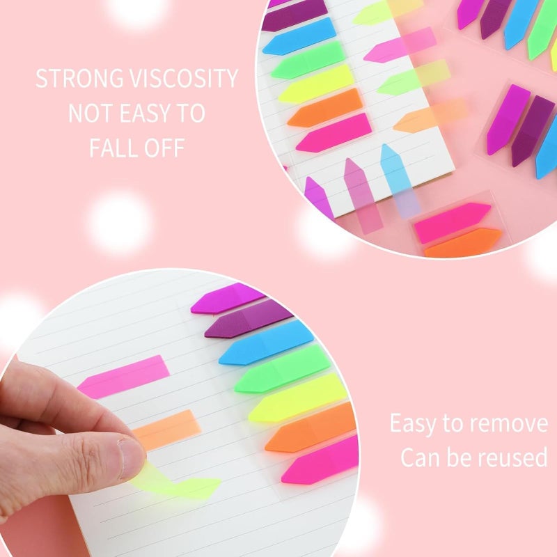 MZOYOURO 840 Pcs Colored Sticky Notes Flags 10 Color Index Tabs, Index Flag Bright Colors Fluorescent Sticky Page Markers Page Makers, Mini File Tabs Flags Colored Writable Arrow Index Tabs for Bookmarks - Image 4