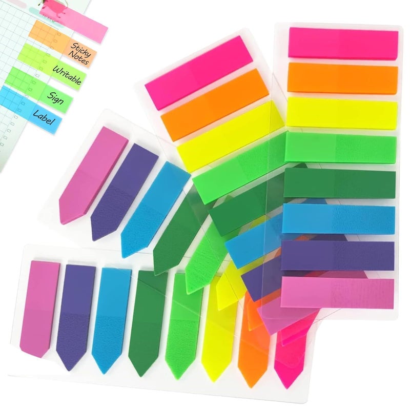 MZOYOURO 840 Pcs Colored Sticky Notes Flags 10 Color Index Tabs, Index Flag Bright Colors Fluorescent Sticky Page Markers Page Makers, Mini File Tabs Flags Colored Writable Arrow Index Tabs for Bookmarks - Image 1