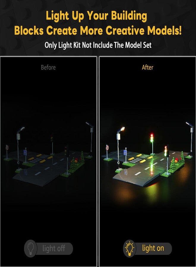 Kyglaring طقم إضاءة LED من Kyglaring متوافق مع مكعبات بناء Lego City Road Plates 60304، ملحقات إضاءة مطورة لمجموعة بناء Lego Street Plates (أضواء فقط، لا يشمل مجموعات النماذج) - Image 2