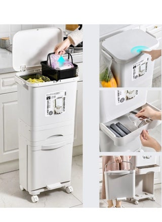 Multi-layer Trash Bin, Double Compartment Classified Recycle Garbage Pedal Dustbin, 42L Large Capacity, 84cm Height with Odour-Proof Lid for Bathroom Kitchen Office Home, Indoor and Outdoor - pzsku/ZBC707285E28B0D0092A1Z/45/_/1724653966/cdcad3e5-c5e3-4547-af3e-00d94cb5ef21