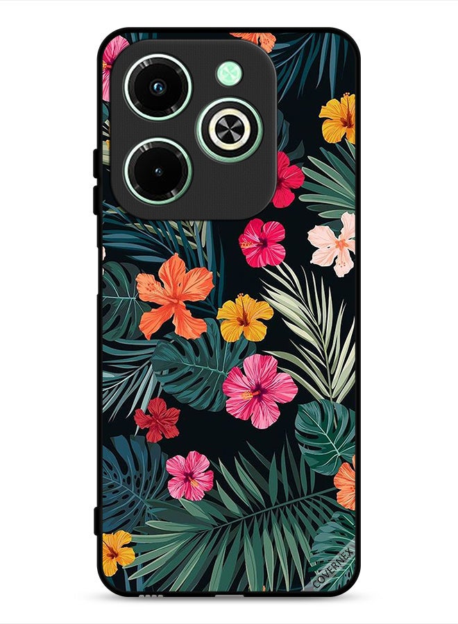 Covernex Infinix Hot 40i 4G Protective Case Cover Multi Color Flowers And Dark Green Feathers - Image 1