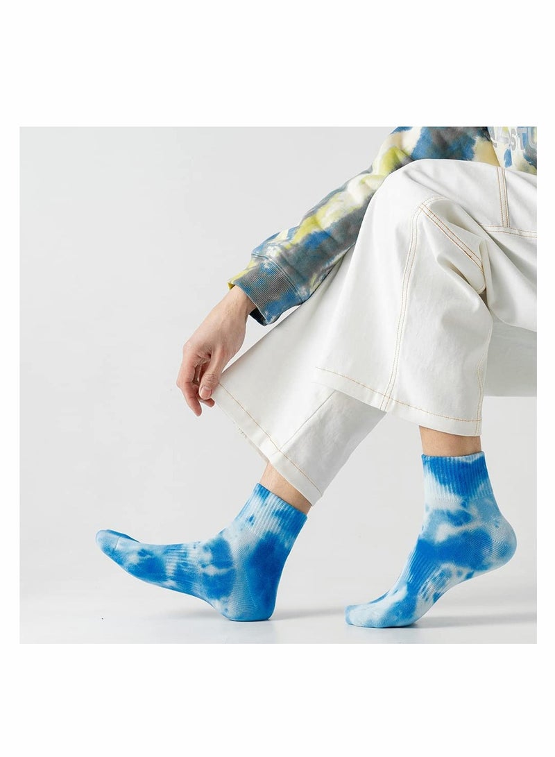SOLARAE Tie Dye Elastic Socks, Colorful Patterned Funny Casual Crew Cotton Socks for Women Men Girls and Boys - Image 2
