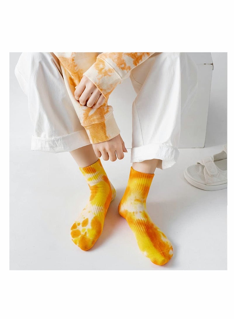 SOLARAE Tie Dye Elastic Socks, Colorful Patterned Funny Casual Crew Cotton Socks for Women Men Girls and Boys - Image 3