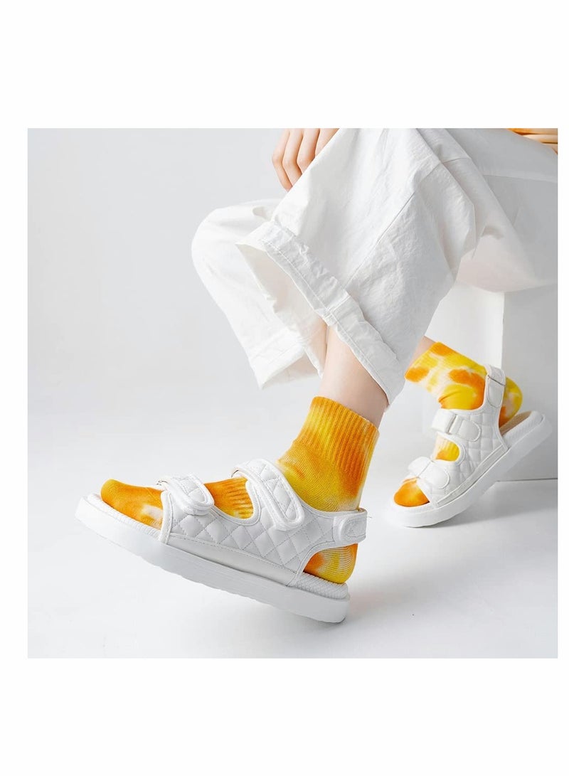 SOLARAE Tie Dye Elastic Socks, Colorful Patterned Funny Casual Crew Cotton Socks for Women Men Girls and Boys - Image 4
