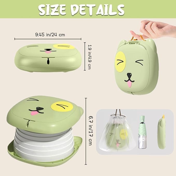 Turtees® 3-in-1 Portable Travel Potty for Toddlers - Foldable Training Toilet Seat (Green) - Image 3