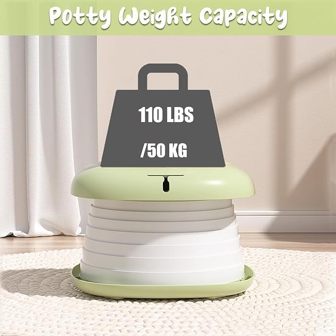 Turtees® 3-in-1 Portable Travel Potty for Toddlers - Foldable Training Toilet Seat (Green) - Image 4