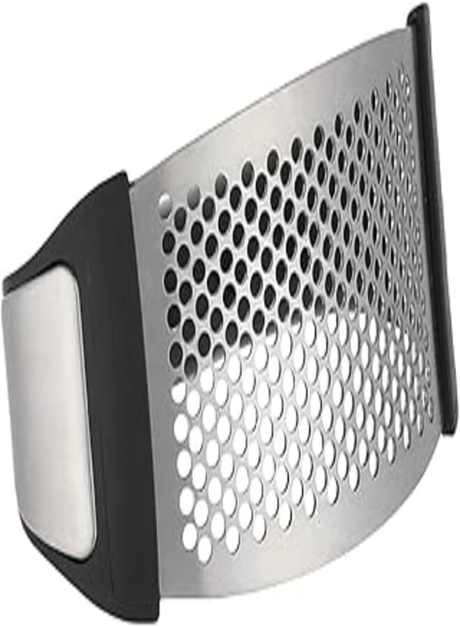 Generic Stainless steel garlic press with handle - silver and black 