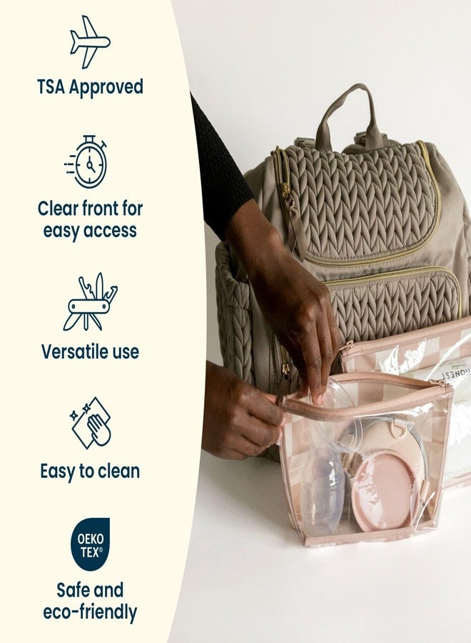 Tiny Twinkle Diaper Bag Organizing Pouches | 2 Pack Mess-Proof Travel Organizer Bags with Structured Bottom & Clear Front | TSA Approved Toiletry Bag Set for Baby and Mom Essentials (Sage Checkers) - Image 5