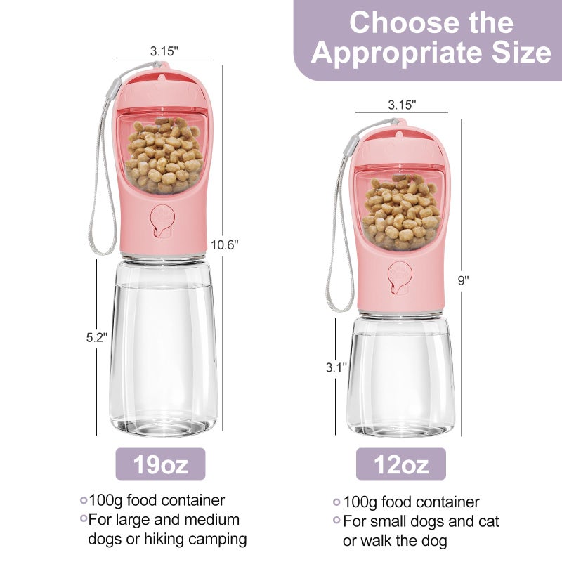 Liphier Dog Water Bottle, Portable Water Bottle with Food Container for Dogs Cat Pet Hiking Walking Travel Camping, Leak-Proof Dog Water Bowl Dispenser with Feeder Function Puppy Essentials - Image 3