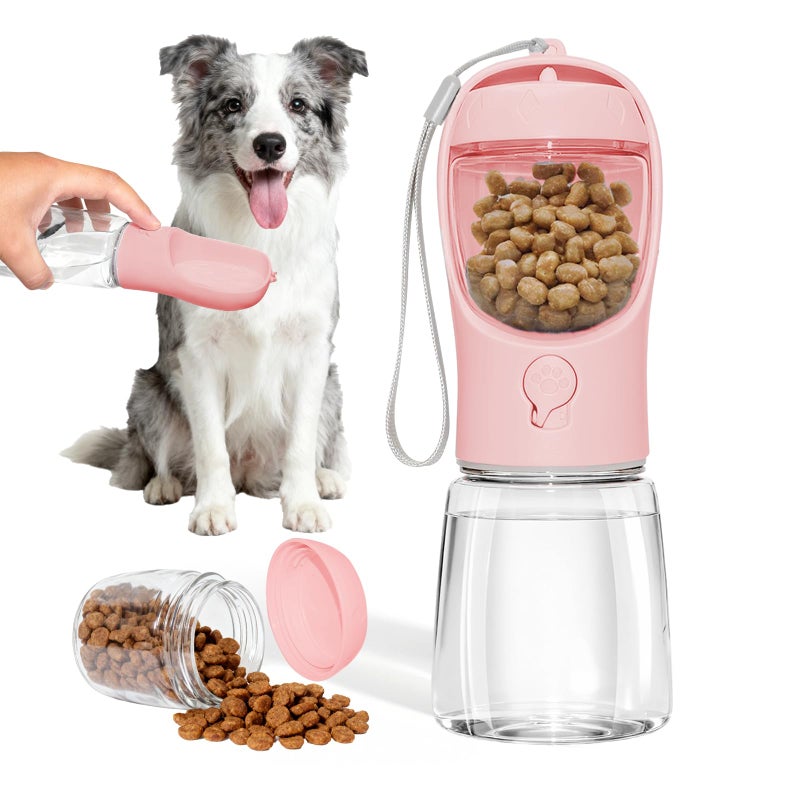Liphier Dog Water Bottle, Portable Water Bottle with Food Container for Dogs Cat Pet Hiking Walking Travel Camping, Leak-Proof Dog Water Bowl Dispenser with Feeder Function Puppy Essentials - Image 1