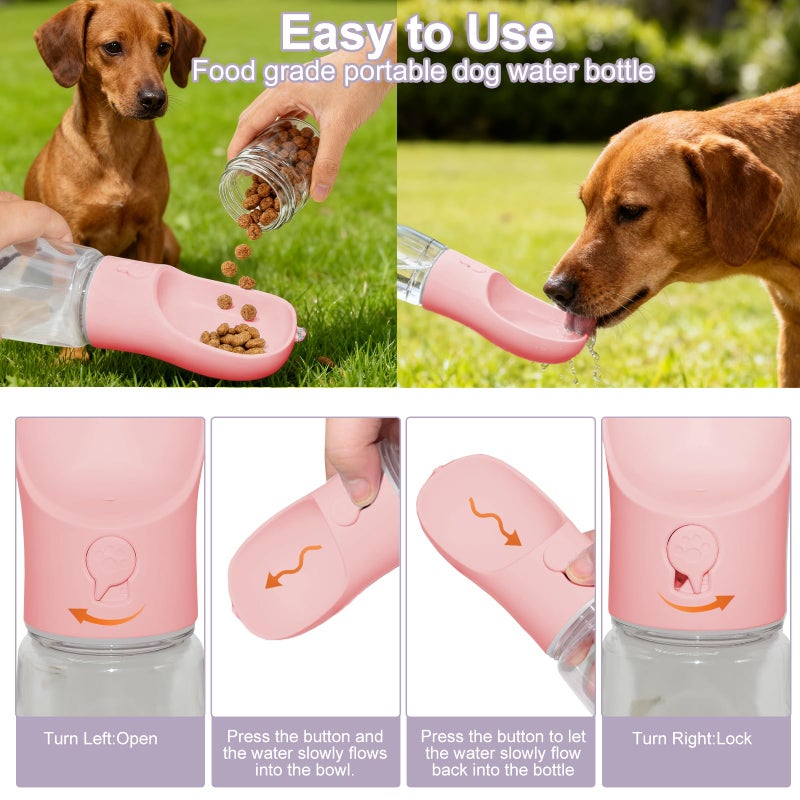 Liphier Dog Water Bottle, Portable Water Bottle with Food Container for Dogs Cat Pet Hiking Walking Travel Camping, Leak-Proof Dog Water Bowl Dispenser with Feeder Function Puppy Essentials - Image 5