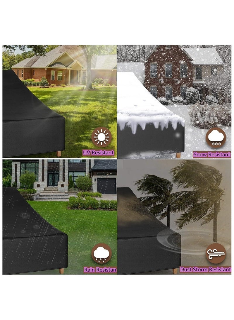 Beauenty Patio Chaise Lounge Cover Waterproof,Outdoor Lounge Chair Covers,Water Resistant Black Chair Cover For Pool Lounge Chairs, Waterproof Outdoor Lounge Chair Covers(210x75x40/80cm) - Image 3