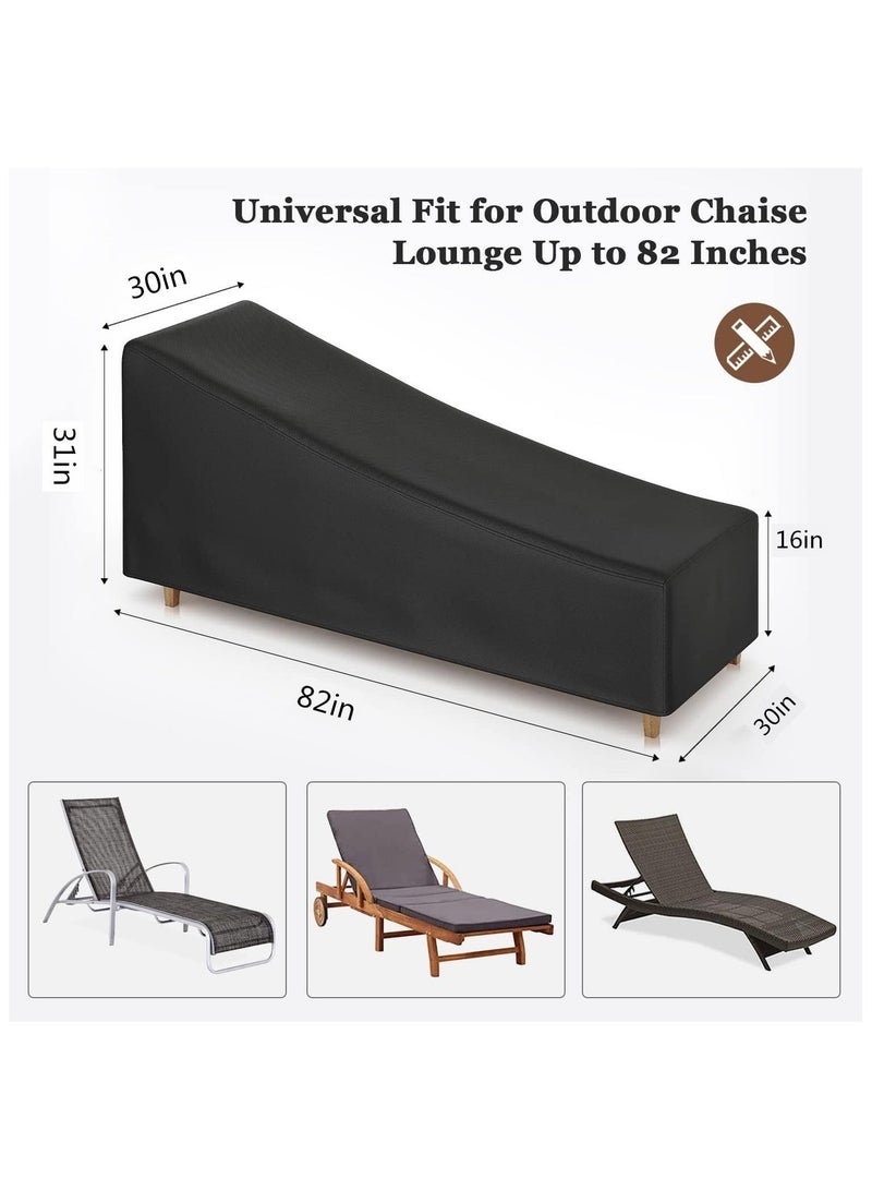 Beauenty Patio Chaise Lounge Cover Waterproof,Outdoor Lounge Chair Covers,Water Resistant Black Chair Cover For Pool Lounge Chairs, Waterproof Outdoor Lounge Chair Covers(210x75x40/80cm) - Image 2