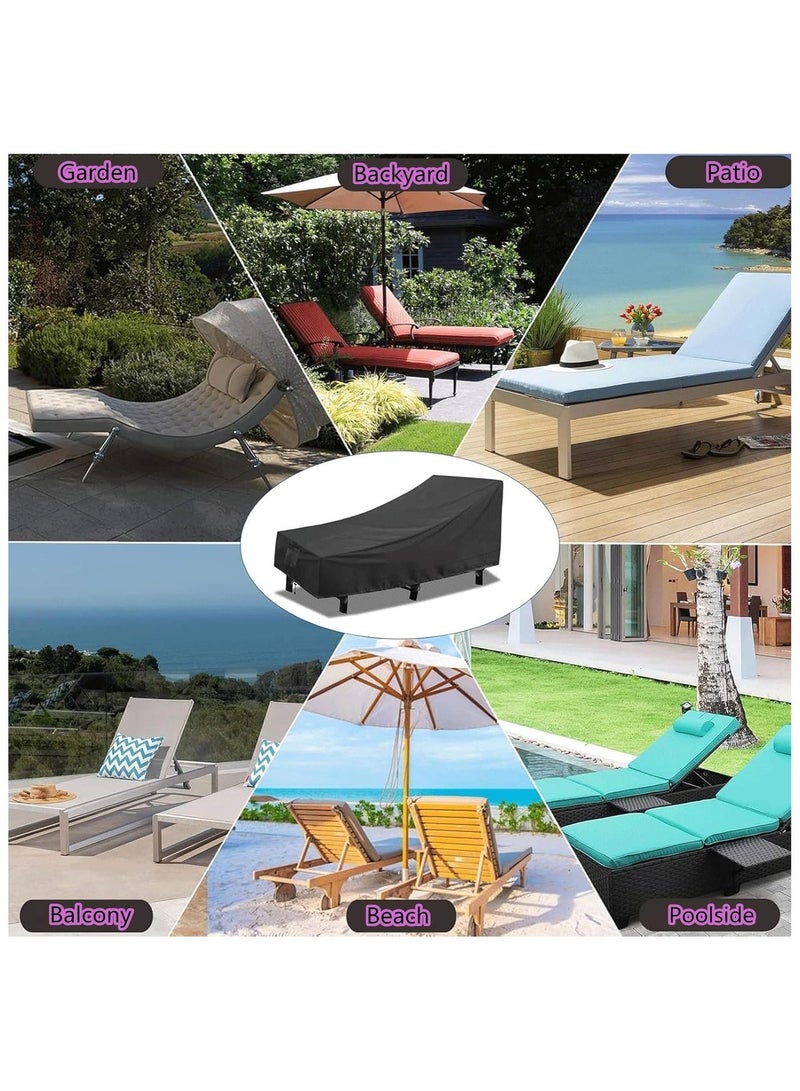Beauenty Patio Chaise Lounge Cover Waterproof,Outdoor Lounge Chair Covers,Water Resistant Black Chair Cover For Pool Lounge Chairs, Waterproof Outdoor Lounge Chair Covers(210x75x40/80cm) - Image 4