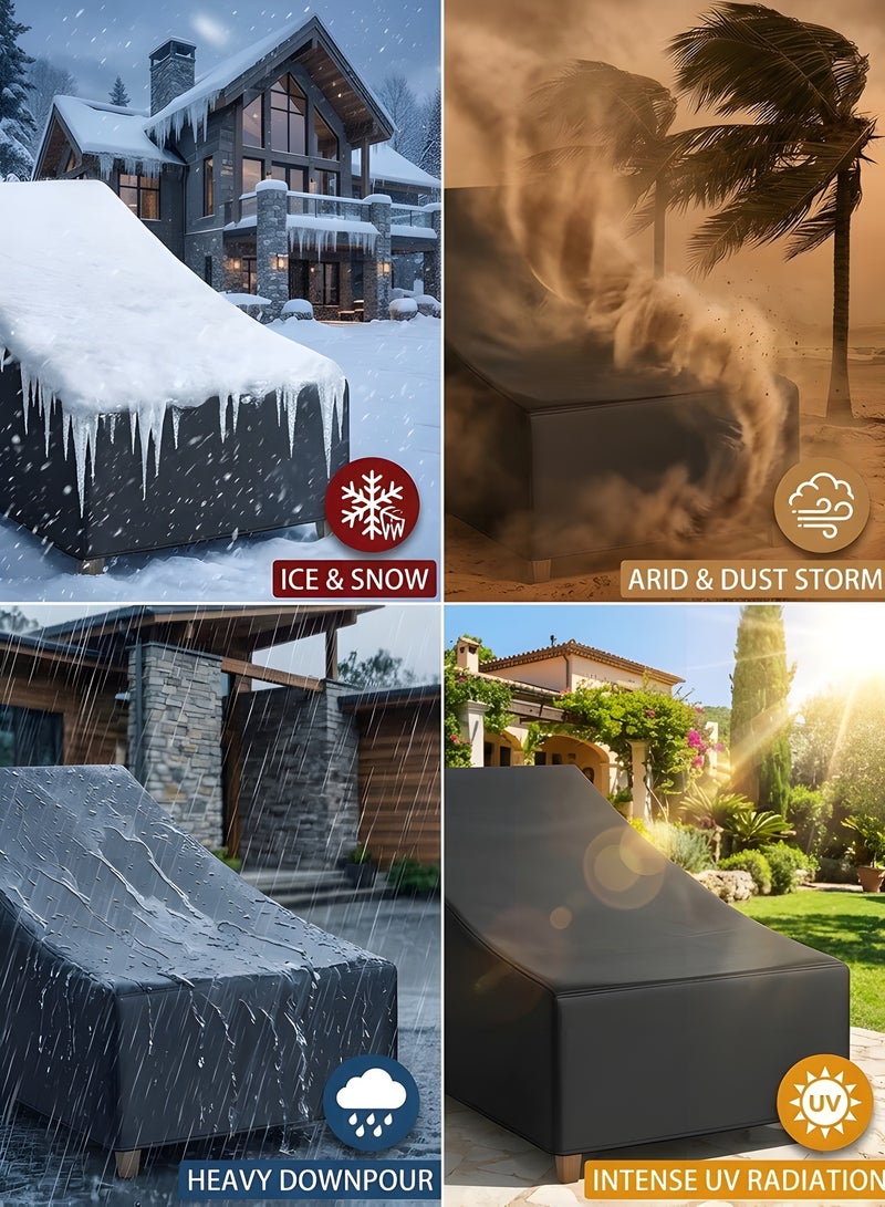 Beauenty Patio Chaise Lounge Cover Waterproof,Outdoor Lounge Chair Covers,Water Resistant Black Chair Cover For Pool Lounge Chairs, Waterproof Outdoor Lounge Chair Covers(210x75x40/80cm) - Image 4