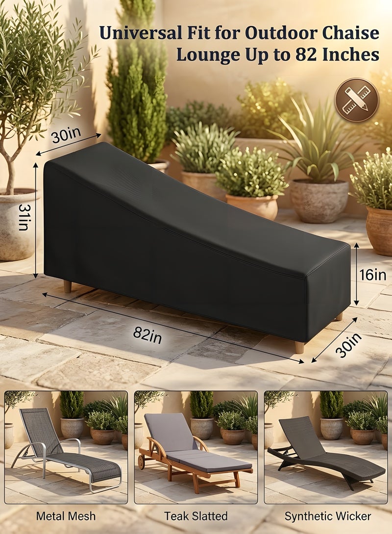 Beauenty Patio Chaise Lounge Cover Waterproof,Outdoor Lounge Chair Covers,Water Resistant Black Chair Cover For Pool Lounge Chairs, Waterproof Outdoor Lounge Chair Covers(210x75x40/80cm) - Image 2
