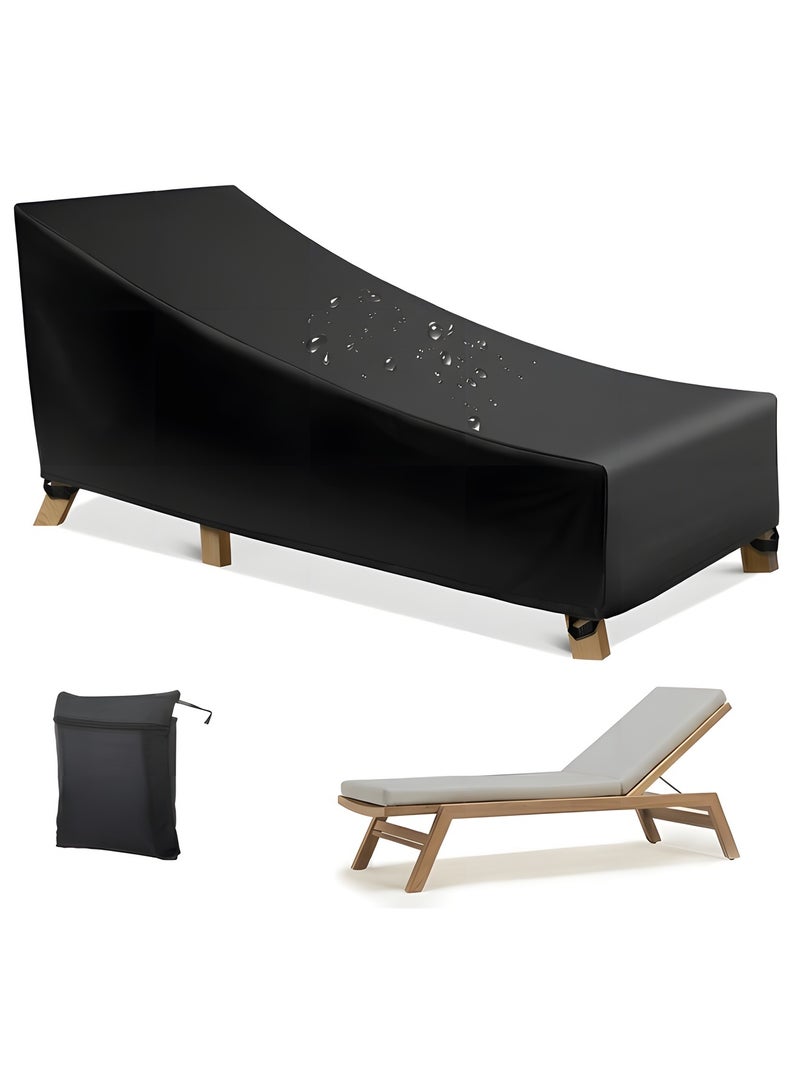 Beauenty Patio Chaise Lounge Cover Waterproof,Outdoor Lounge Chair Covers,Water Resistant Black Chair Cover For Pool Lounge Chairs, Waterproof Outdoor Lounge Chair Covers(210x75x40/80cm) - Image 1