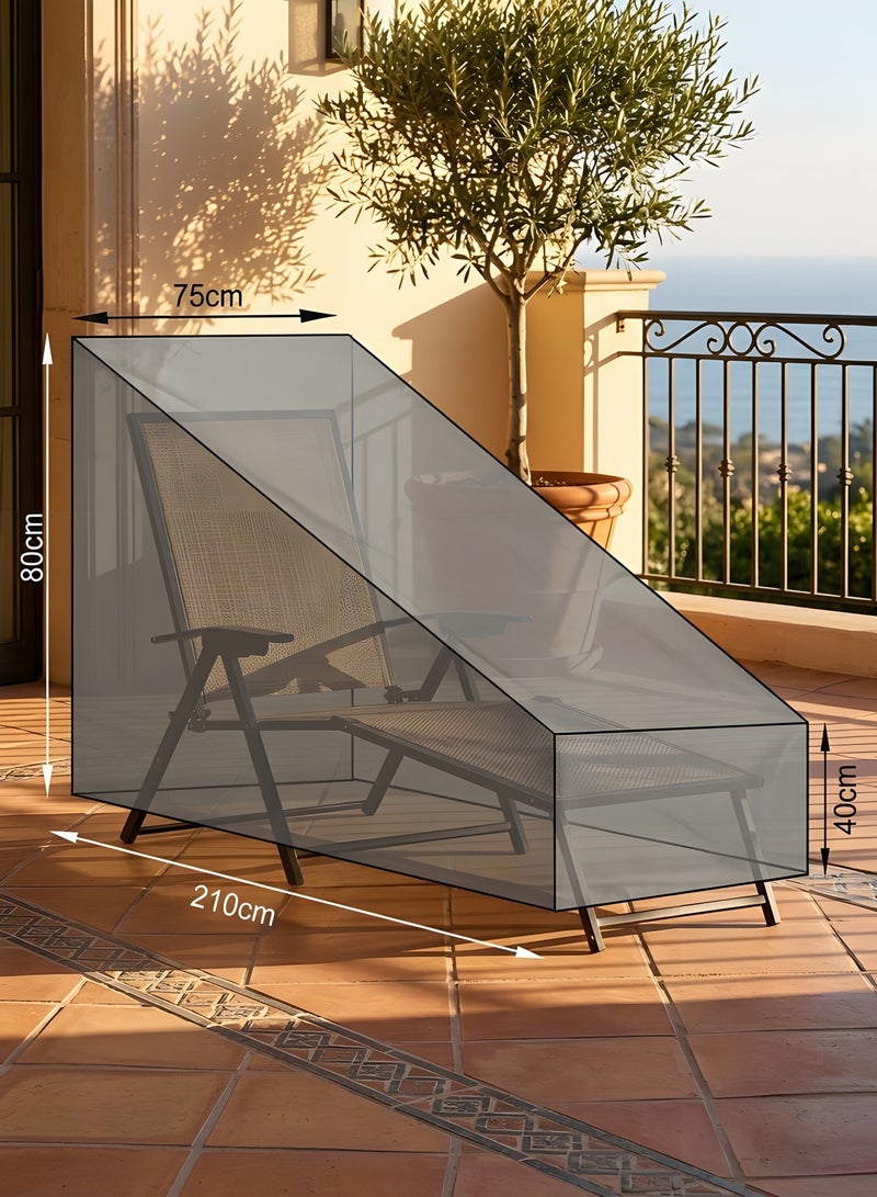 Beauenty Patio Chaise Lounge Cover Waterproof,Outdoor Lounge Chair Covers,Water Resistant Black Chair Cover For Pool Lounge Chairs, Waterproof Outdoor Lounge Chair Covers(210x75x40/80cm) - Image 5