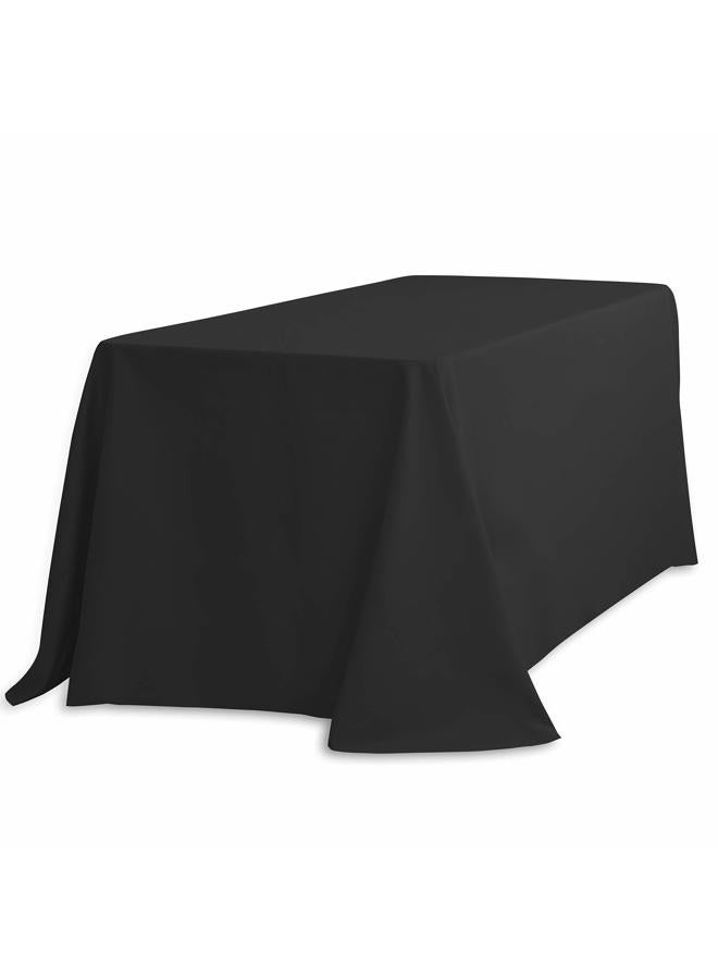 LinenTablecloth 90 x 156-Inch Rectangular Polyester Tablecloth Black - Image 1