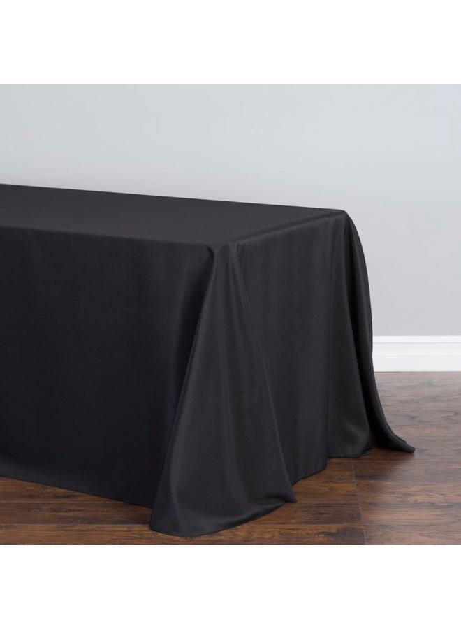 LinenTablecloth 90 x 156-Inch Rectangular Polyester Tablecloth Black - Image 4