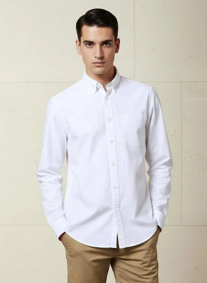 لي كوبر Lee Cooper Men Regular Fit Collared Long Sleeve Shirt