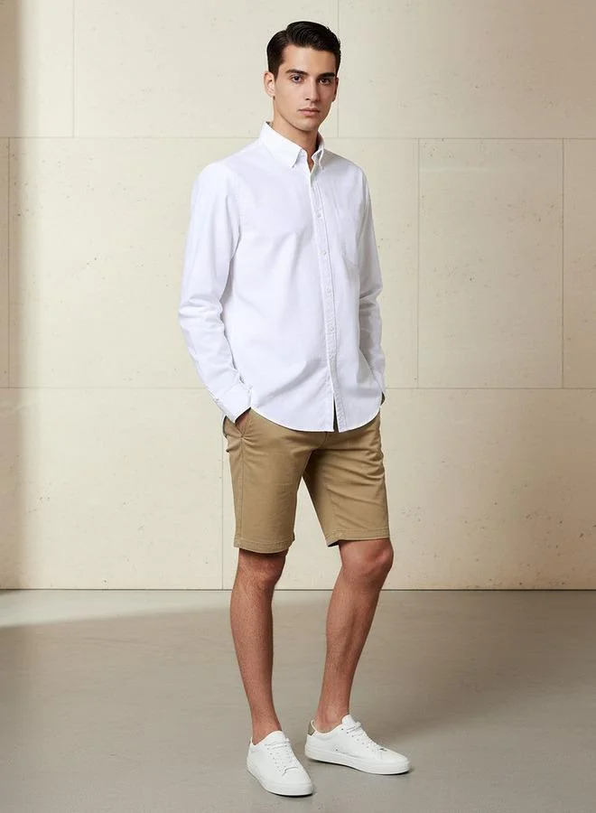 لي كوبر Lee Cooper Men Regular Fit Collared Long Sleeve Shirt