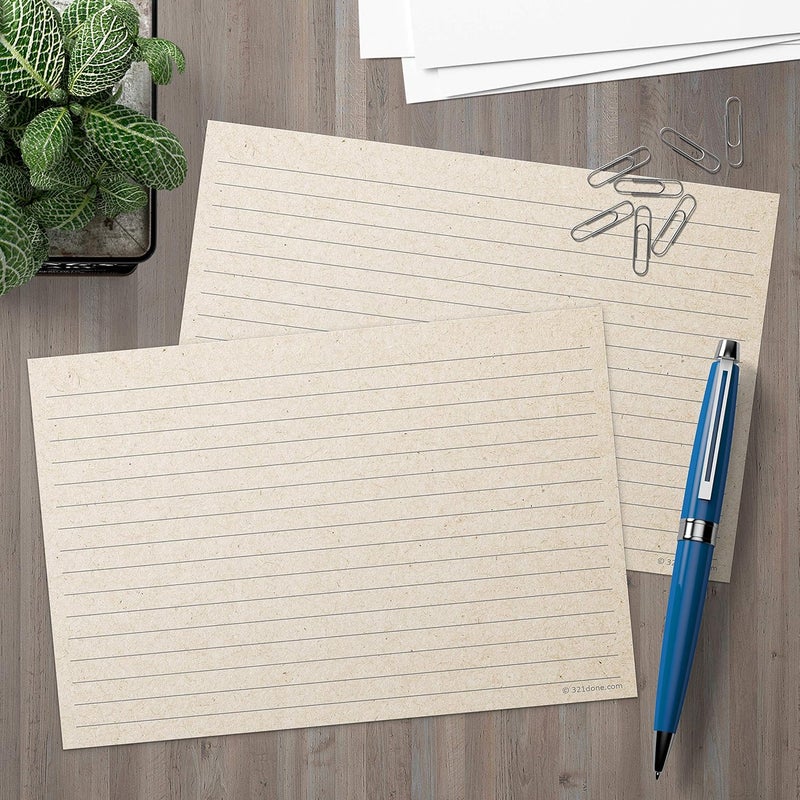321Done Jumbo Rustic Index Cards - Made in USA - Large Size 5x7 Horizontal (Set of 50), Kraft Tan College-Ruled Lined Notecards Double-Sided, Thick Heavy Duty Cardstock, Simple Note Cards Lines, XL - Image 3