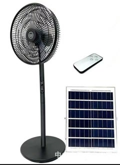 MOCOM Portable Solar & Electric Rechargeable Floor Fan with Remote Control | Solar Rechargeable Pedestal Fan – 30Ah Lithium Battery | 24H Runtime | Dual Solar + AC Charging | 3-Speed Remote Control | 25W/30W High-Speed Cooling | Indoor & Outdoor Use – Durable ABS + Metal Construction (8000mAh Backup)  - Image 1
