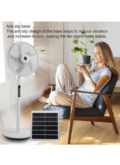 MOCOM Portable Solar & Electric Rechargeable Floor Fan with Remote Control | Solar Rechargeable Pedestal Fan – 30Ah Lithium Battery | 24H Runtime | Dual Solar + AC Charging | 3-Speed Remote Control | 25W/30W High-Speed Cooling | Indoor & Outdoor Use – Durable ABS + Metal Construction (8000mAh Backup)  - Image 3