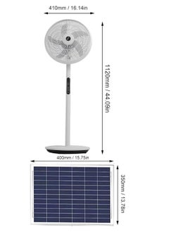 MOCOM Portable Solar & Electric Rechargeable Floor Fan with Remote Control | Solar Rechargeable Pedestal Fan – 30Ah Lithium Battery | 24H Runtime | Dual Solar + AC Charging | 3-Speed Remote Control | 25W/30W High-Speed Cooling | Indoor & Outdoor Use – Durable ABS + Metal Construction (8000mAh Backup)  - Image 5