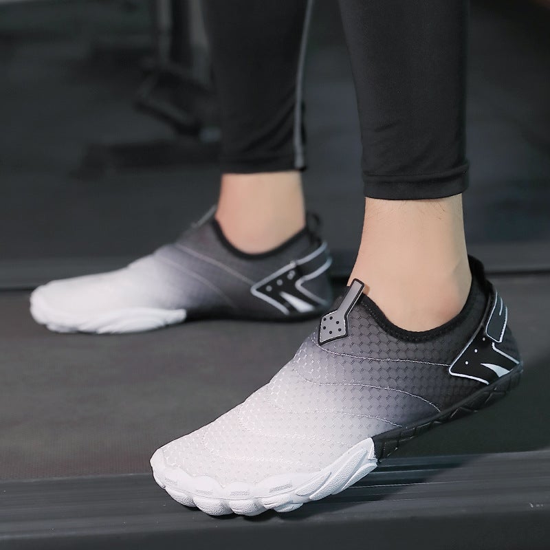 Generic New Large Size Outdoor Beach Swimming Shoes Drainage Quick-drying Non-slip Breathable Wading Shoes Tracing Shoes Fitness Yoga Shoes ZB02 light gray 
