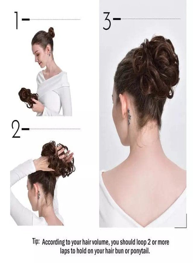 Ublic Messy Hair Donut Bun Hair Extension Elastic Rubber Band Hair ties/Hair Scrunchies/Synthetic For Wavy Curly Hair Girls and Women Hair (Natural Brown & Black - Image 5