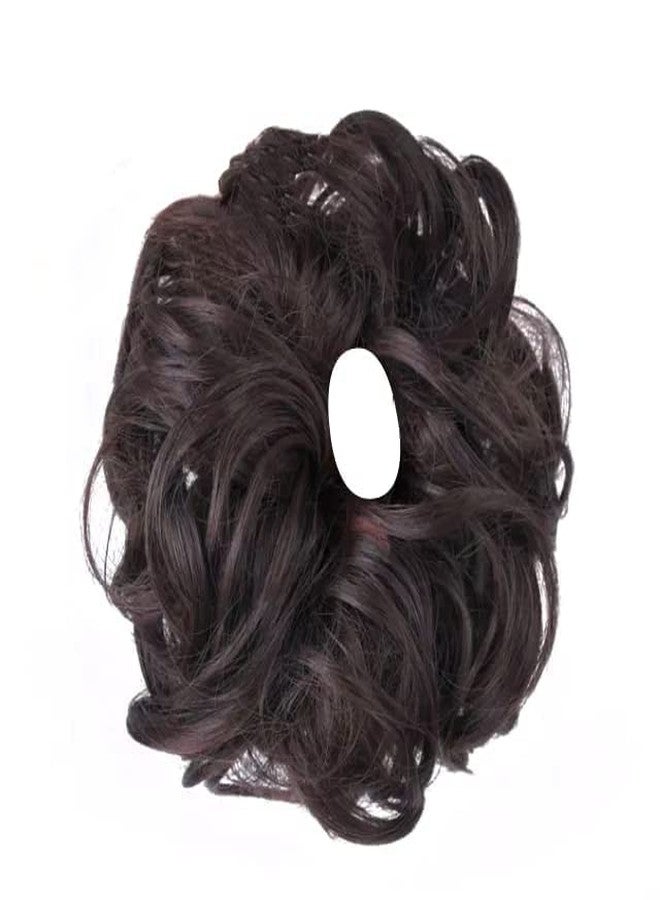 Ublic Messy Hair Donut Bun Hair Extension Elastic Rubber Band Hair ties/Hair Scrunchies/Synthetic For Wavy Curly Hair Girls and Women Hair (Natural Brown & Black - Image 2